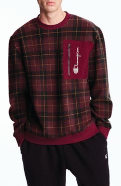 Plaid Fleece Crewneck Sweatshirt