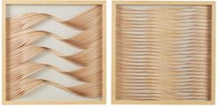 Willow Row 23.5" Square Framed Beige & Natural Wood Ribbon Shadow Boxes Wall Art - Set of 2 at Nordstrom Rack