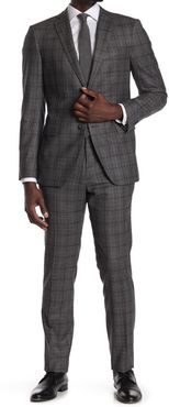 John Varvatos Collection Charcoal Plaid Two Button Notch Lapel Wool Tailored Fit Suit at Nordstrom Rack