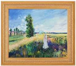 Overstock Art La Promenade (Argenteuil) by Claude Monet Framed Hand Painted Oil on Canvas at Nordstrom Rack