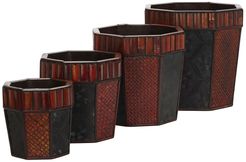 NEARLY NATURAL Bamboo Octagon Decorative Planters - Set of 4 at Nordstrom Rack