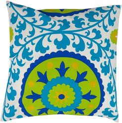 DIVINE HOME Blue & Green Suzani Throw Pillow - 20"x20" at Nordstrom Rack
