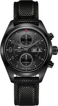 Khaki Field Automatic Chronograph Silicone Strap Watch, 42mm