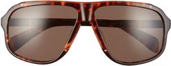 61mm Flat Top Sunglasses - Havana/ Brown