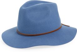 Wesley Packable Felted Wool Fedora - Blue