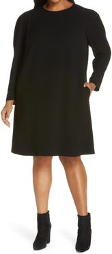 Plus Size Women's Lafayette 148 New York Gia Long Sleeve Finesse Crepe Shift Dress