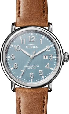 Runwell Leather Strap Watch, 47mm