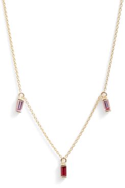 Ruby & Pink Sapphire Baguette Charm Necklace