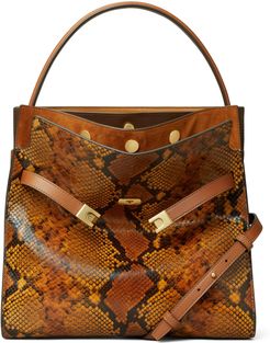 Lee Radziwill Snakeskin Print Small Leather Bag - Brown