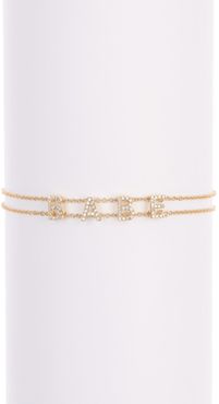 EF Collection 14K Yellow Gold Pave Diamond 'Babe' Charm Double Strand Bracelet - 0.16 ctw at Nordstrom Rack