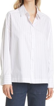 Oversize Pinstripe Button-Up Shirt