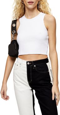 Wide Rib Racerback Cotton Blend Crop Tank Top