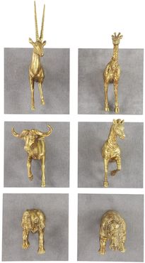 Willow Row Rectangular Gold Safari Animal Sculpture Cement Wall Decor Panels - Set of 6 at Nordstrom Rack