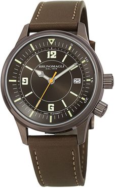 Bruno Magli Men's Vittorio Leather Strap Watch, 41mm at Nordstrom Rack