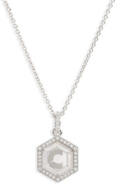 Hexagon Initial Pendant Necklace