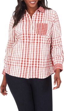 Plus Size Women's Foxcroft Hampton Crinkle Plaid Shirt