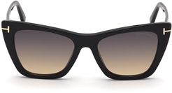 Poppy 53mm Cat Eye Sunglasses - Shiny Black/ Smoke Gradient