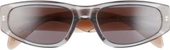 55mm Rectangle Sunglasses - Grey Beige/ Grey