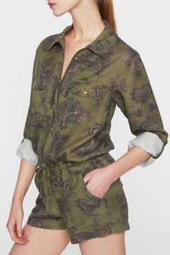 PAM AND GELA Paisley Zip Front Utility Romper at Nordstrom Rack