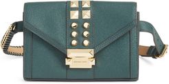 Studded Leather Belt Bag - Blue