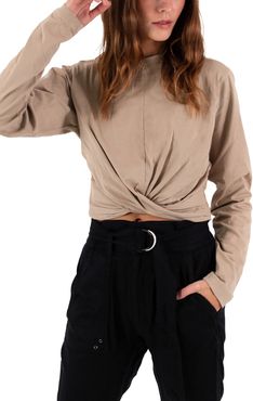 Pam & Gela Twist Front Long Sleeve Tee