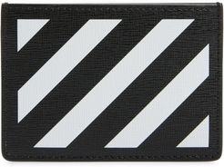 Diagonal Stripe Card Wallet - Black