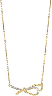 Bony Levy 18K Yellow Gold Pave Diamond Bow Pendant Necklace - 0.05 ctw at Nordstrom Rack
