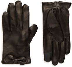 Logo Bow Leather Tech Gloves