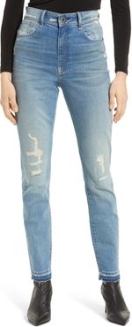 Kafey Distressed Ultra High Waist Released Hem Skinny Jeans