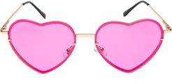 Tinted Heart Shaped Sunglasses - Pink