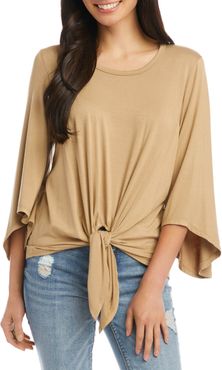 Tie Front Bell Sleeve Top