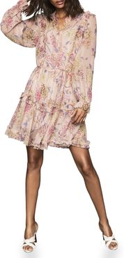 REISS Cari Print Long Sleeve Minidress at Nordstrom Rack