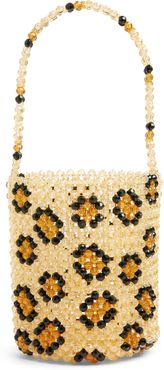 Leopard Beaded Bucket Bag - Brown