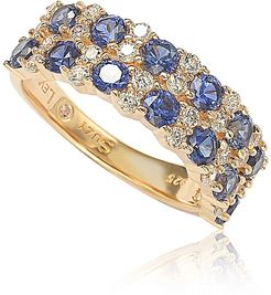 Suzy Levian Rose Sterling Silver Double Row Sapphire Brown Diamond Eternity Ring - 0.02 ctw at Nordstrom Rack