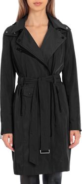 Water Resistant Moto Detail Trench Coat