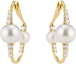 Spectrum Diamond & Pearl Hoop Earrings