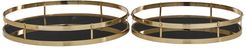 Willow Row Round Gold Metal Trays With Black Glass Base - Set Of 2: 14" - 16" at Nordstrom Rack