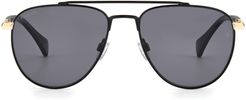 55mm Polarized Gradient Aviator Sunglasses - Black/ Grey