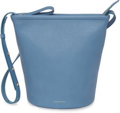 Leather Zip Bucket Bag - Blue
