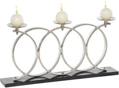 Willow Row Contemporary Elevated Looped Silver Metal Candle Holders on Marble Base - 24" x 12" at Nordstrom Rack