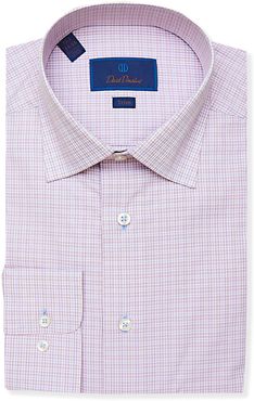 Big & Tall David Donahue Trim Fit Jaspe Check Dress Shirt