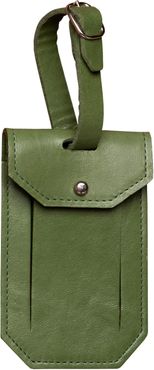 Leather Luggage Tag - Green