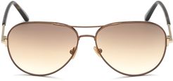 Clark 59mm Gradient Aviator Sunglasses - Dark Brown/ Brown Mirror