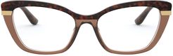 54mm Square Optical Glasses - Havana/ Transparent Brown