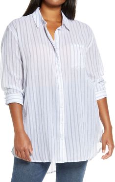 Plus Size Women's Treasure & Bond Stripe Woven Tunic