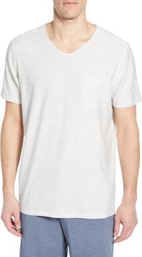 Daniel Buchler Thin Stripe V-Neck Stretch Cotton & Modal T-Shirt at Nordstrom Rack