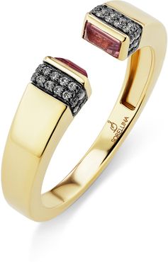 Pietra Semiprecious Stone & Diamond Pave Open Ring