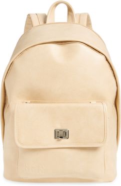 The 2-In-1 Faux Leather Backpack - Beige