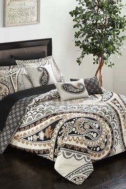 Chic Home Bedding Queen Edmund Large Scale Paisley Contemporary Reversible Printed Comforter 10-Piece Set - Beige at Nordstrom R