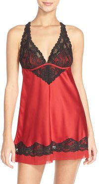 'Muse' Lace & Satin Backless Chemise